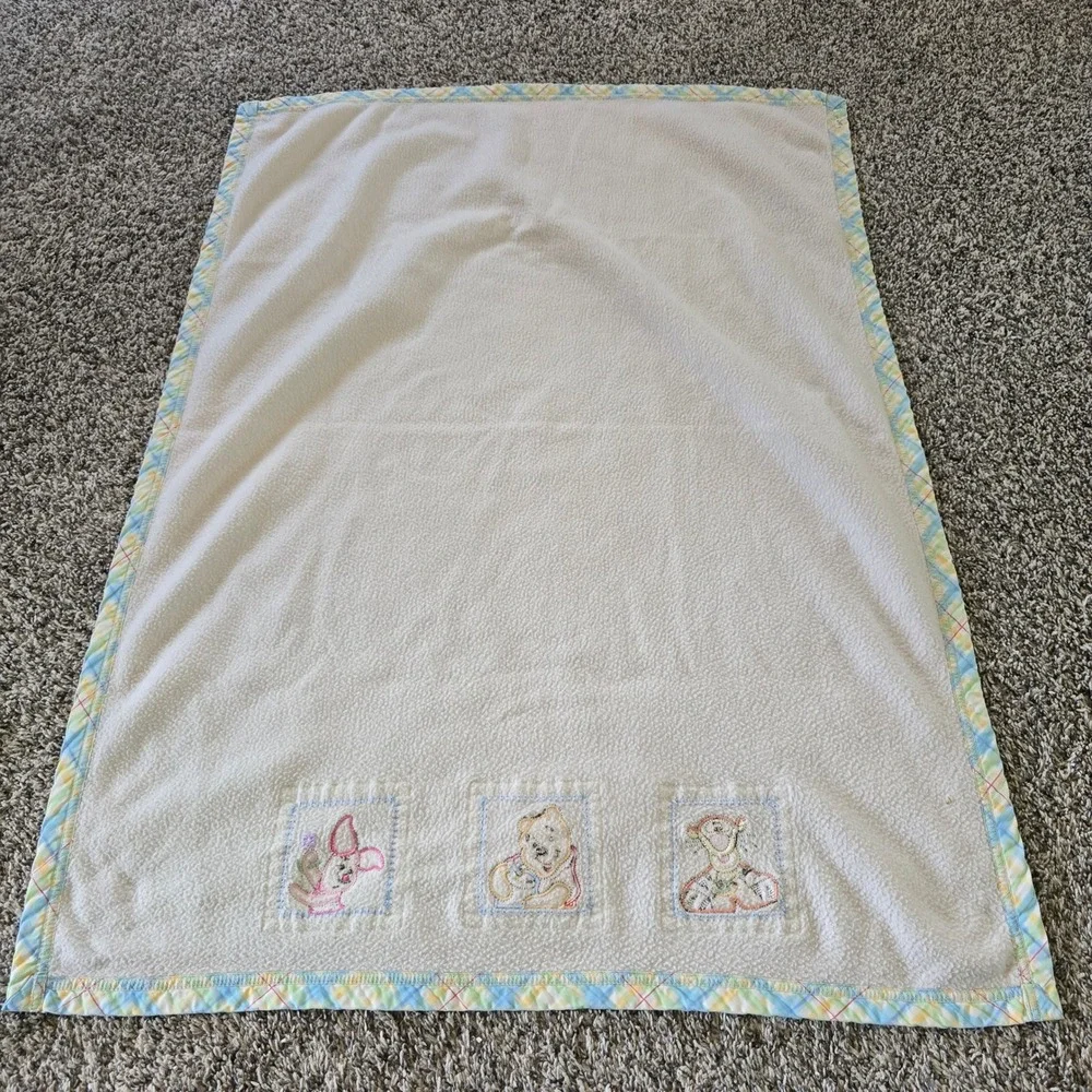 Disney Winnie the Pooh Baby Blanket Unisex OS Cream Plaid Tigger Piglet Fleece